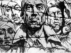 Художник Евгений Кобытев показал ужас концлагеря в рисунках. Фото краеведческого музея